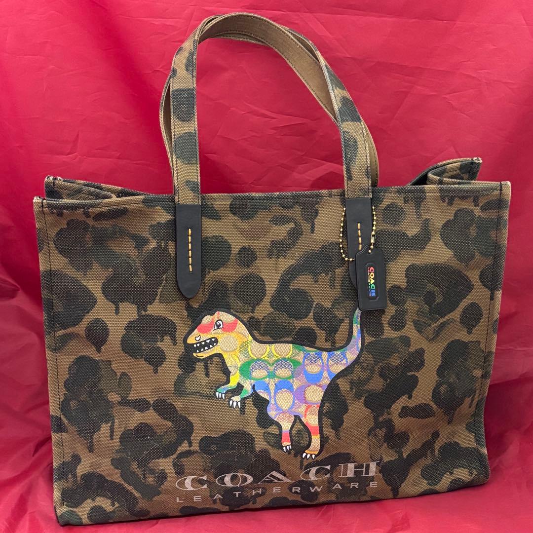 coach☆迷彩柄トートバッグ42 レインボー シグネチャーレキシー