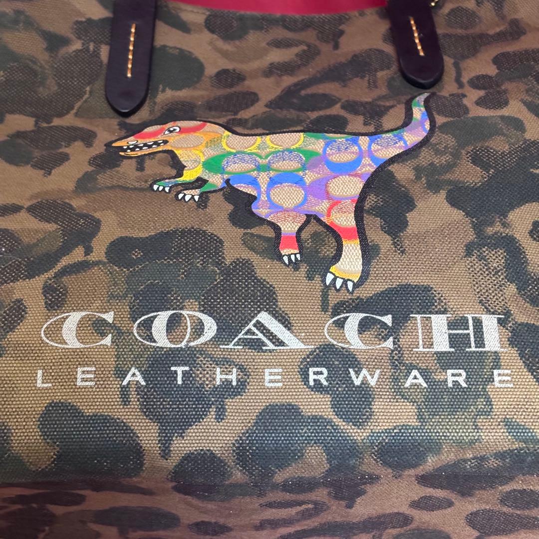 coach☆迷彩柄トートバッグ42 レインボー シグネチャーレキシー
