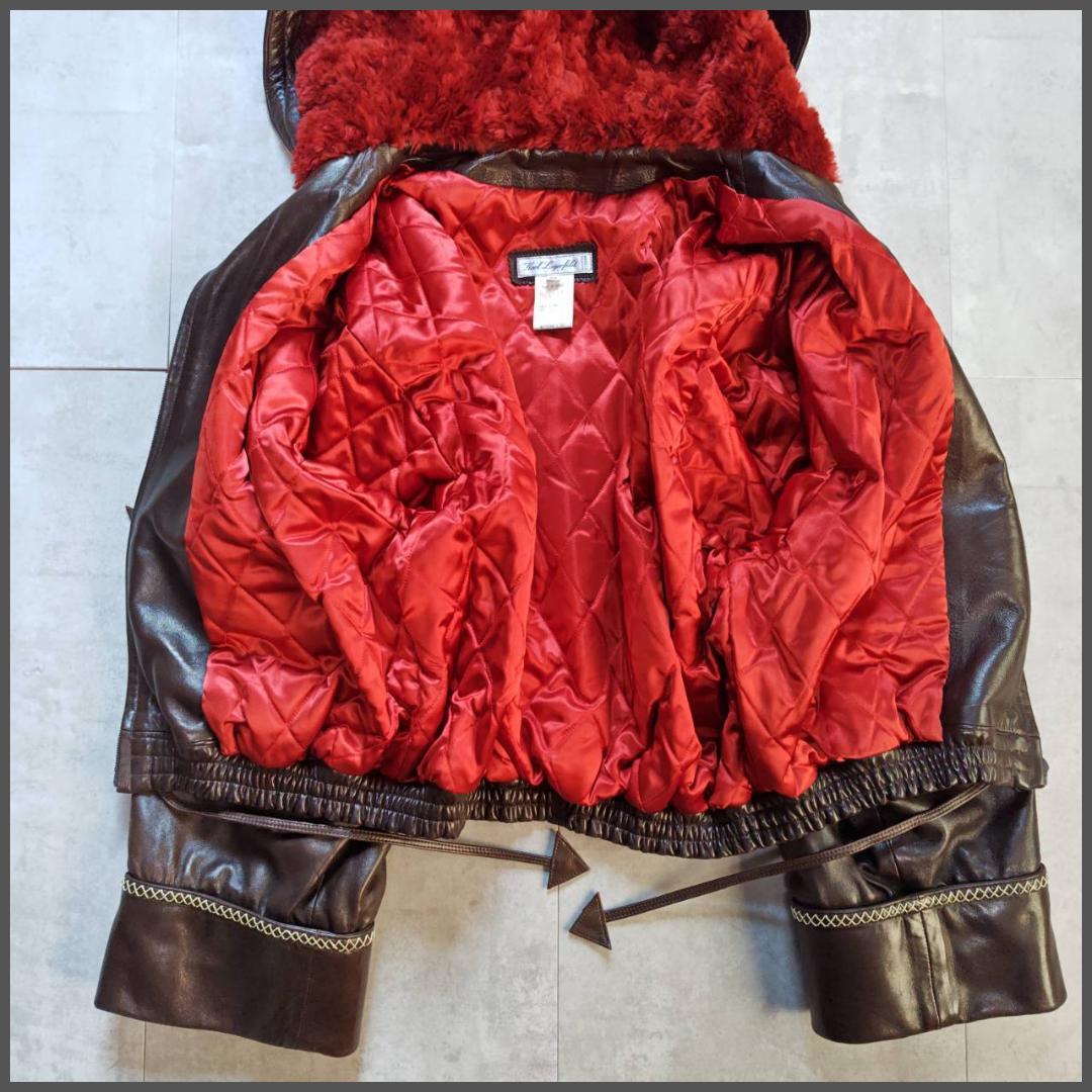 90s KARL LAGERFELD フランス製 ラムレザー フード ジャケット