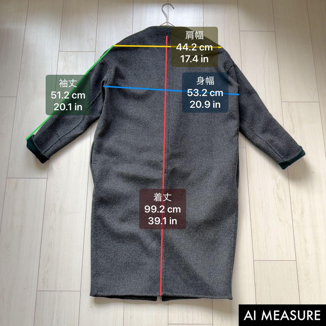 美品✨エンフォルド　ノーカラーリバーコート　バイカラー　グレー　深緑