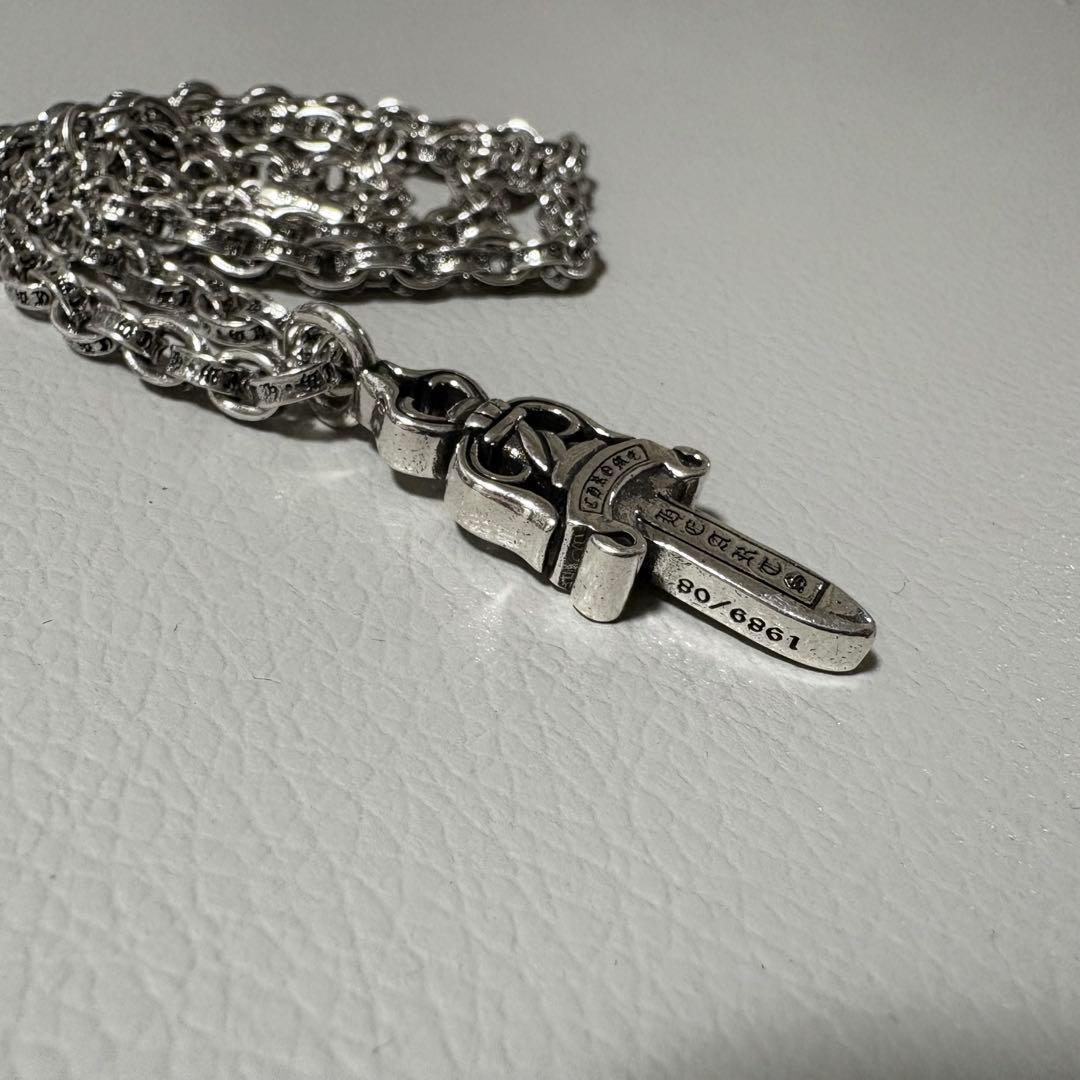 silver925 ダブル ダガー ペンダント ペーパーチェーン
