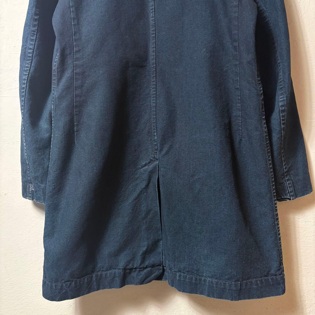 45R　インディゴ　デニムコート　コーデュロイ襟　サイズ2古着