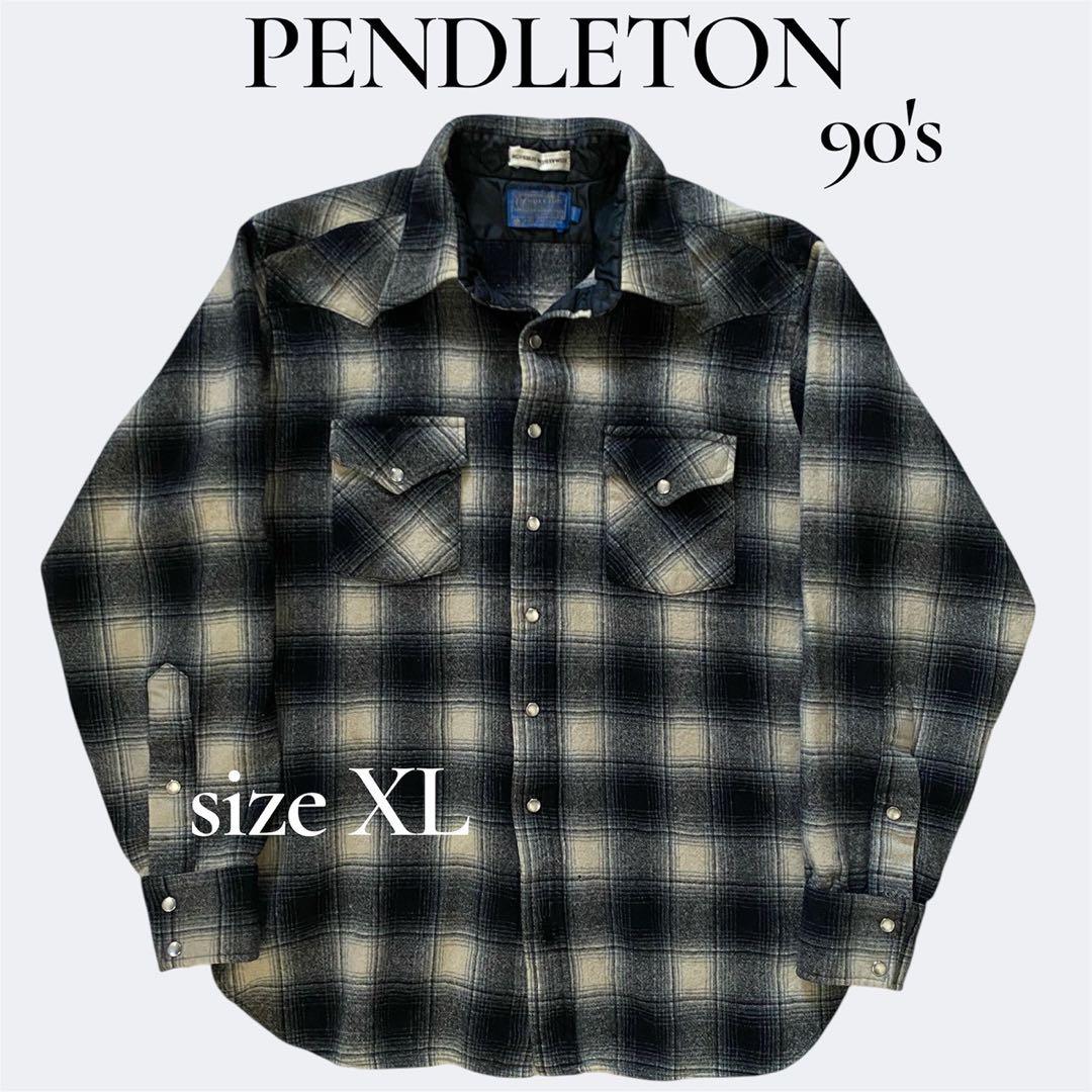 アポロクリード 　PENDLETON 90s シャドウチェック白　黒　XL