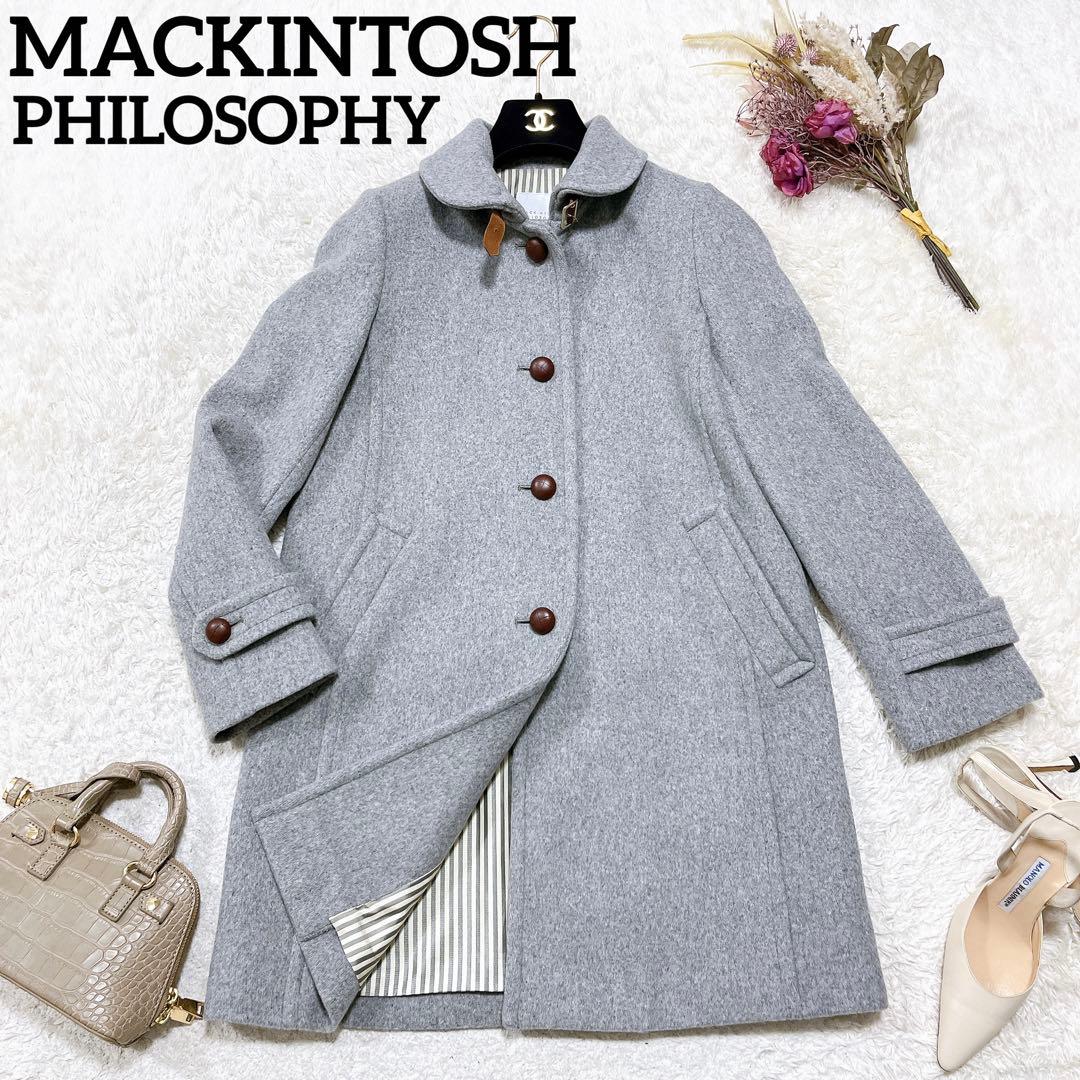 美品 マッキントッシュ くるみボタン レザーベルト ウールコート 36