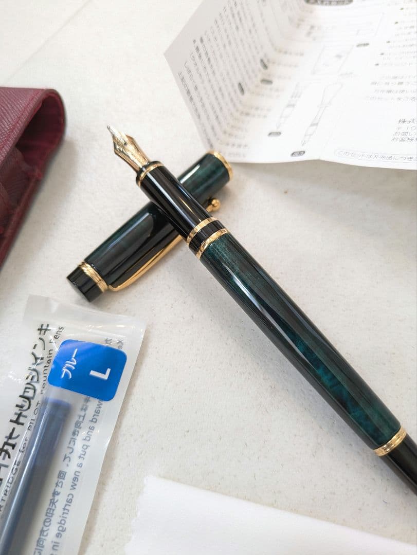 パイロット万年筆グランセ　マーブルグリーン廃盤　PILOT　14K 14金
