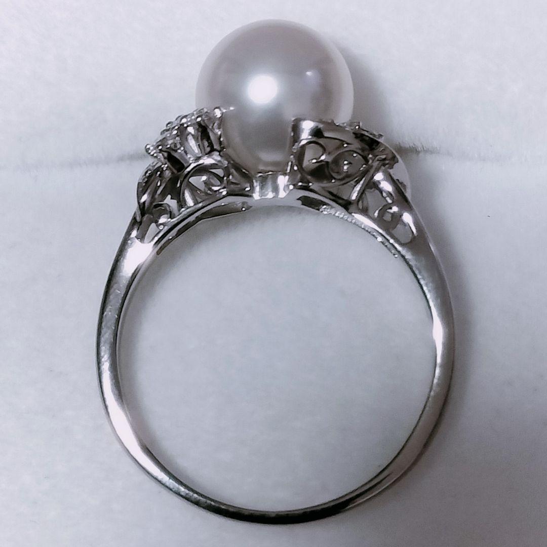 ミキモト ダイヤモンド×パール リング Pt950 9.2mm 6.0g