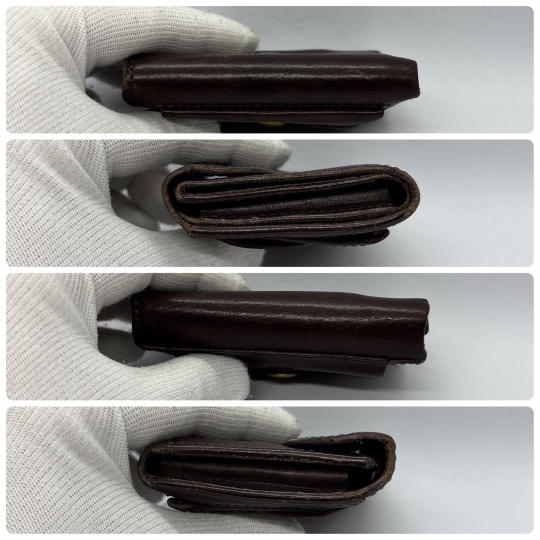 池之端銀革店　三つ折り財布　Cramp　クランプ　ダークブラウン　チョコ