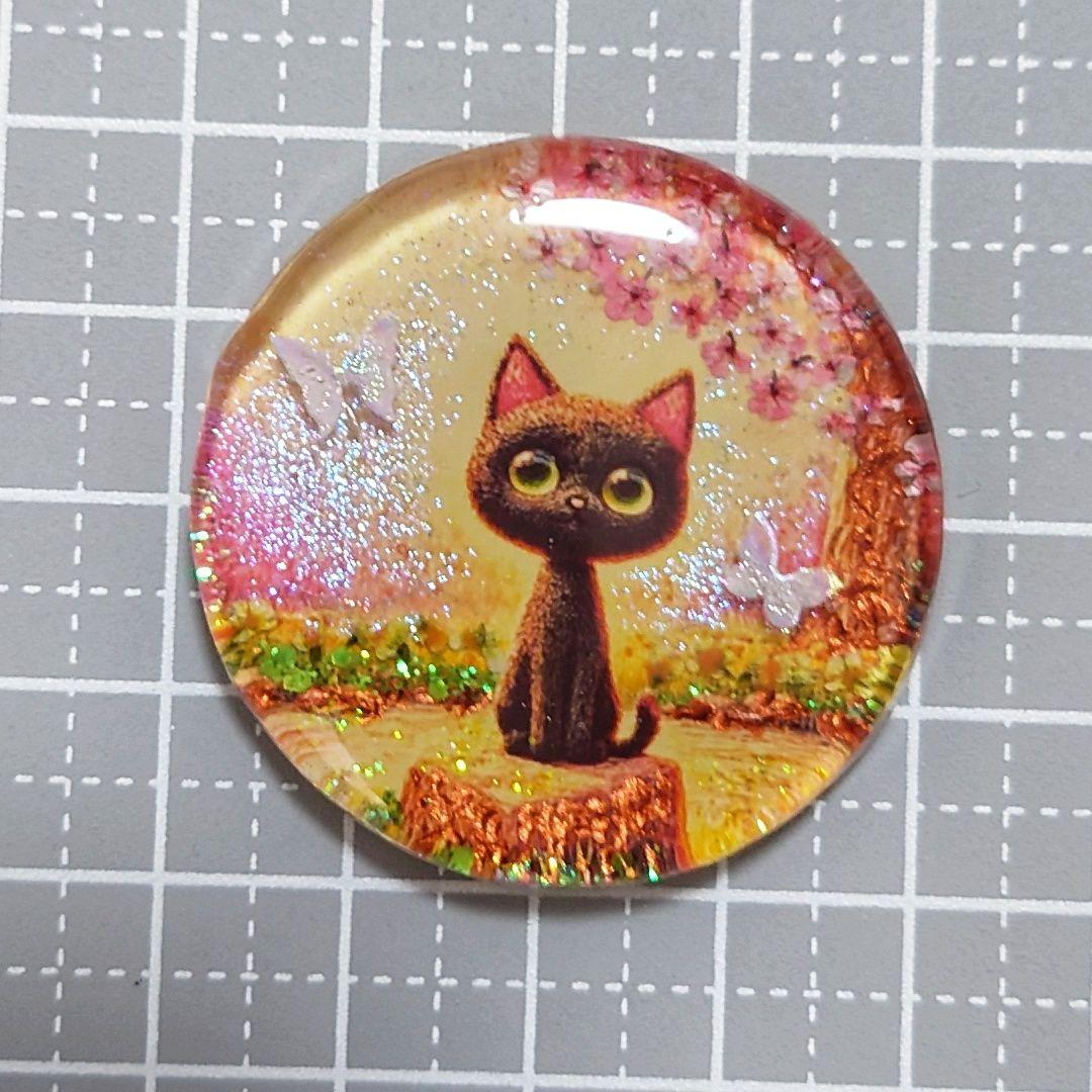レジン　猫　ヘアゴム　ブローチ　ポニーフック　No.280