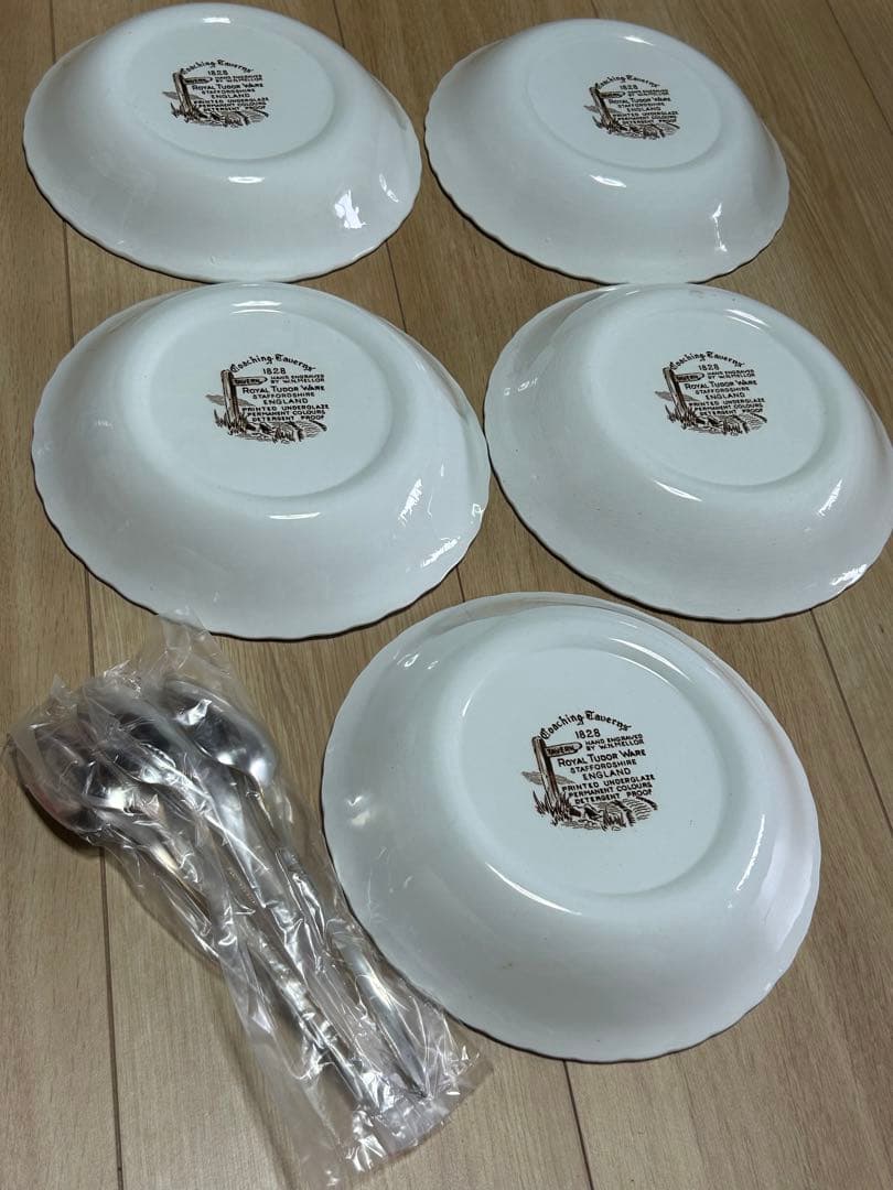  Tudor Wareコーチングタバーン セット5絵皿