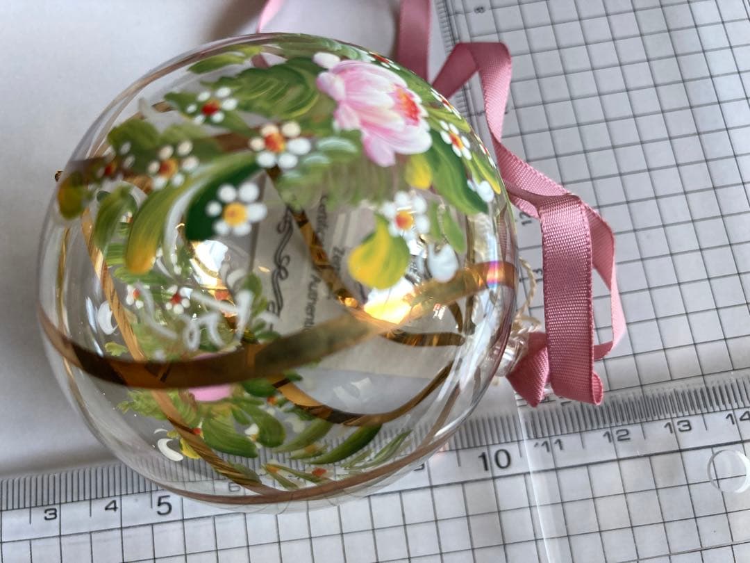 【新品未使用】ドイツ購入　作家物　手描き　一点物　ガラス　クリスマスオーナメント