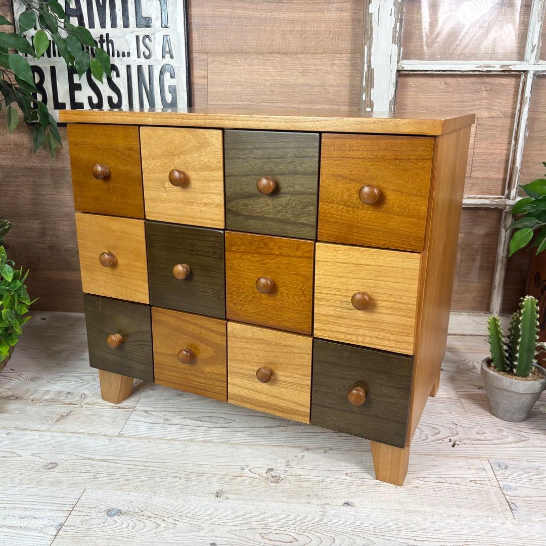 ナチュラルウッド多引き出しチェスト桐材無垢木製収納タンス箪笥洋チェスト
