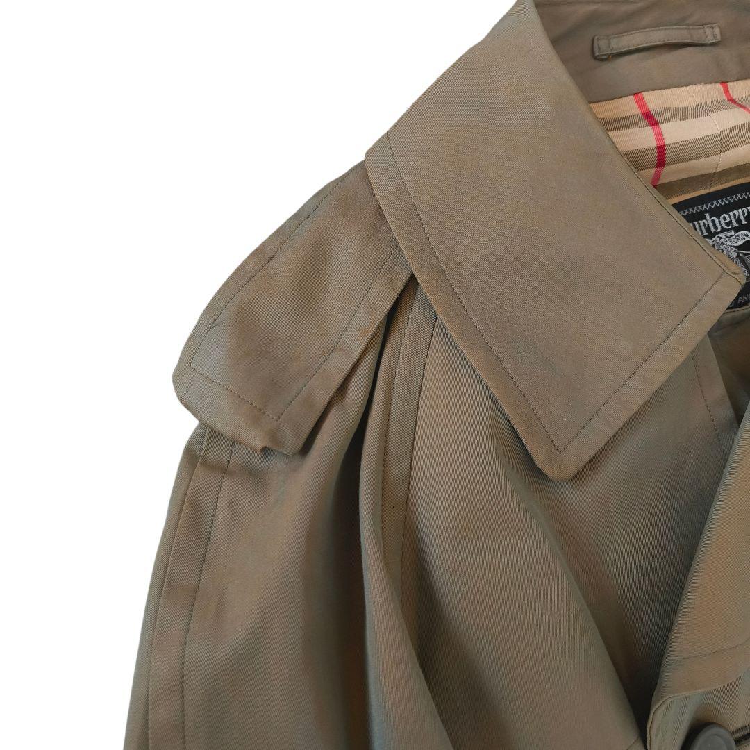 70年代バーバリー　トレンチコート　ダブル　玉虫色　ノバチェック　ベルト　S相当