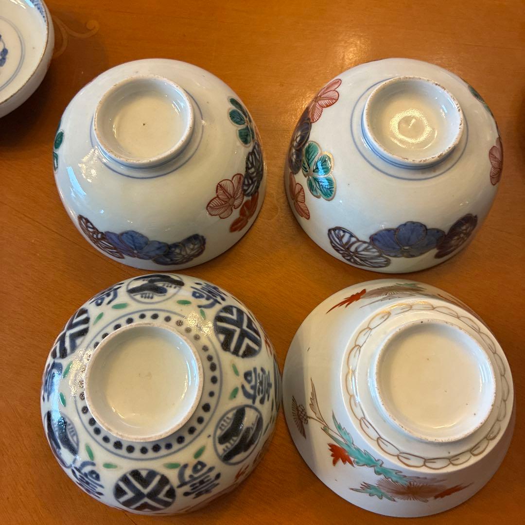 古伊万里　蓋付茶碗　4客