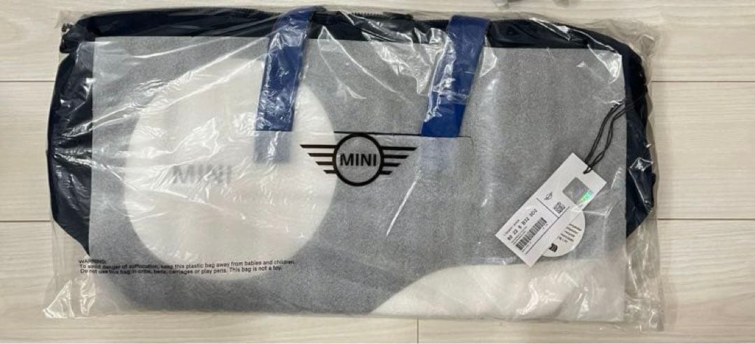 新品MINI カーフェイスダッフルバッグ　インディゴブルーホワイト　26L