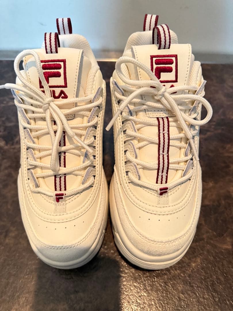 FILA ホワイト 厚底スニーカー 約7cmアップ 23cm（22.5cm向け）