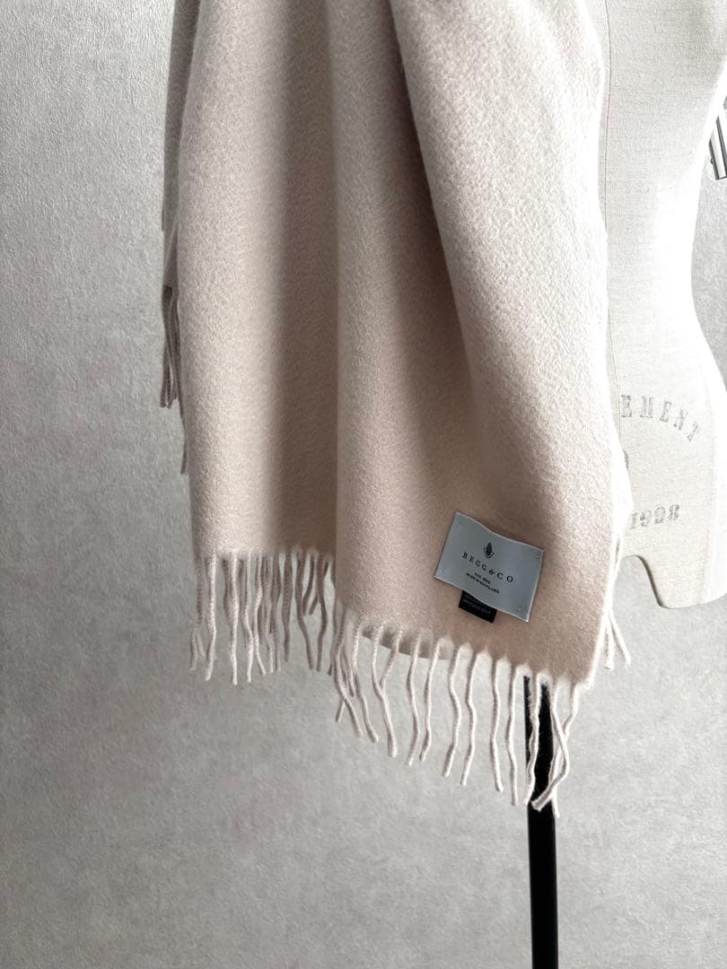 超美品★BEGG＆CO ベグアンドコー★カシミヤストール グレーベージュ