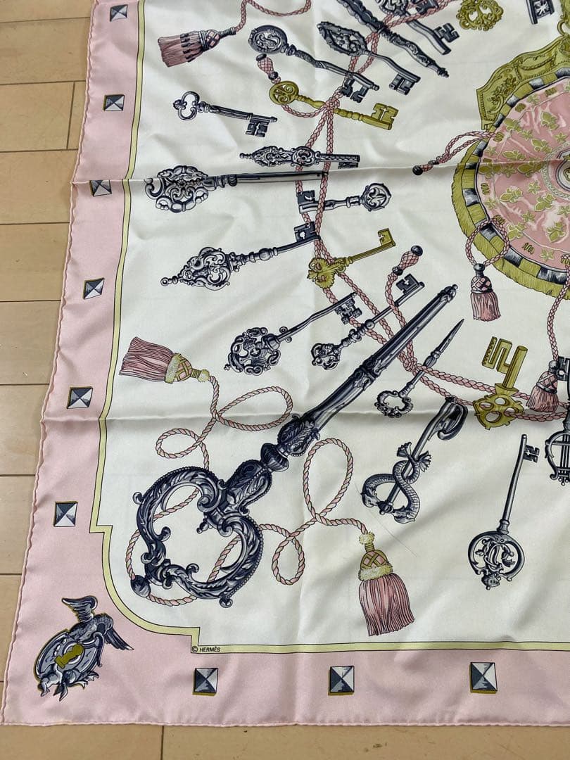 極美品 エルメス カレ90 les cles key 大判 スカーフ