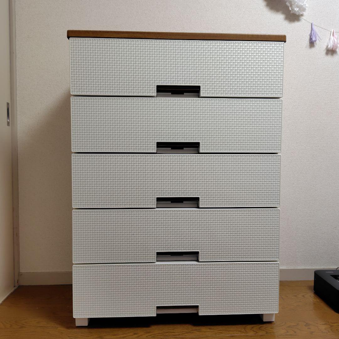 まなみ　　ホワイト 5段チェスト　fits 天馬