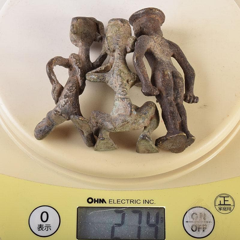 中国　古銅青銅　人物像　置物　3点まとめて　V　R8527