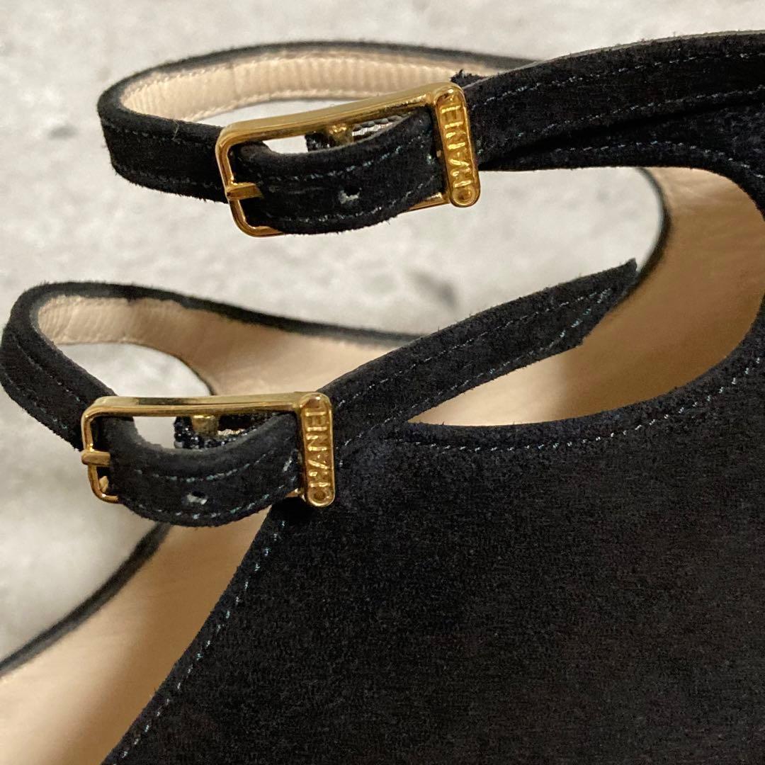 美品　シャネル　CHANEL （37） ダブルストラップ　パンプス　スウェード