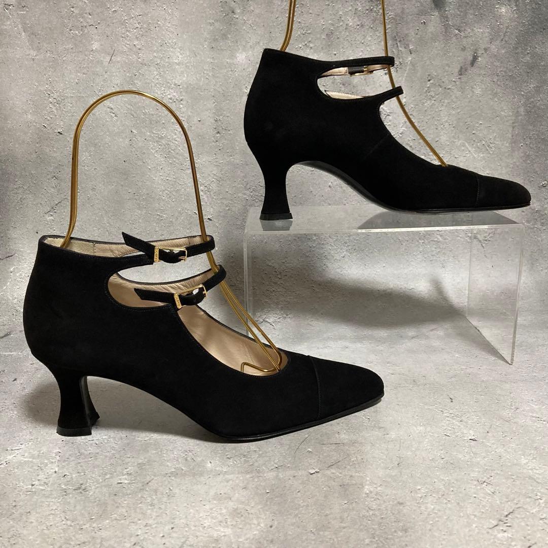 美品　シャネル　CHANEL （37） ダブルストラップ　パンプス　スウェード