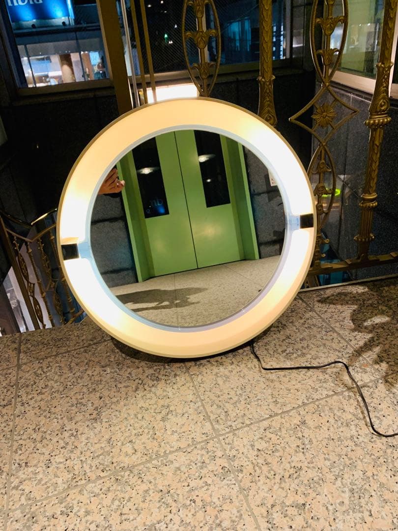 ベルギー製　1960年代　照明付き　アンティーク　ミラー　壁掛け式　ヴィンテージ