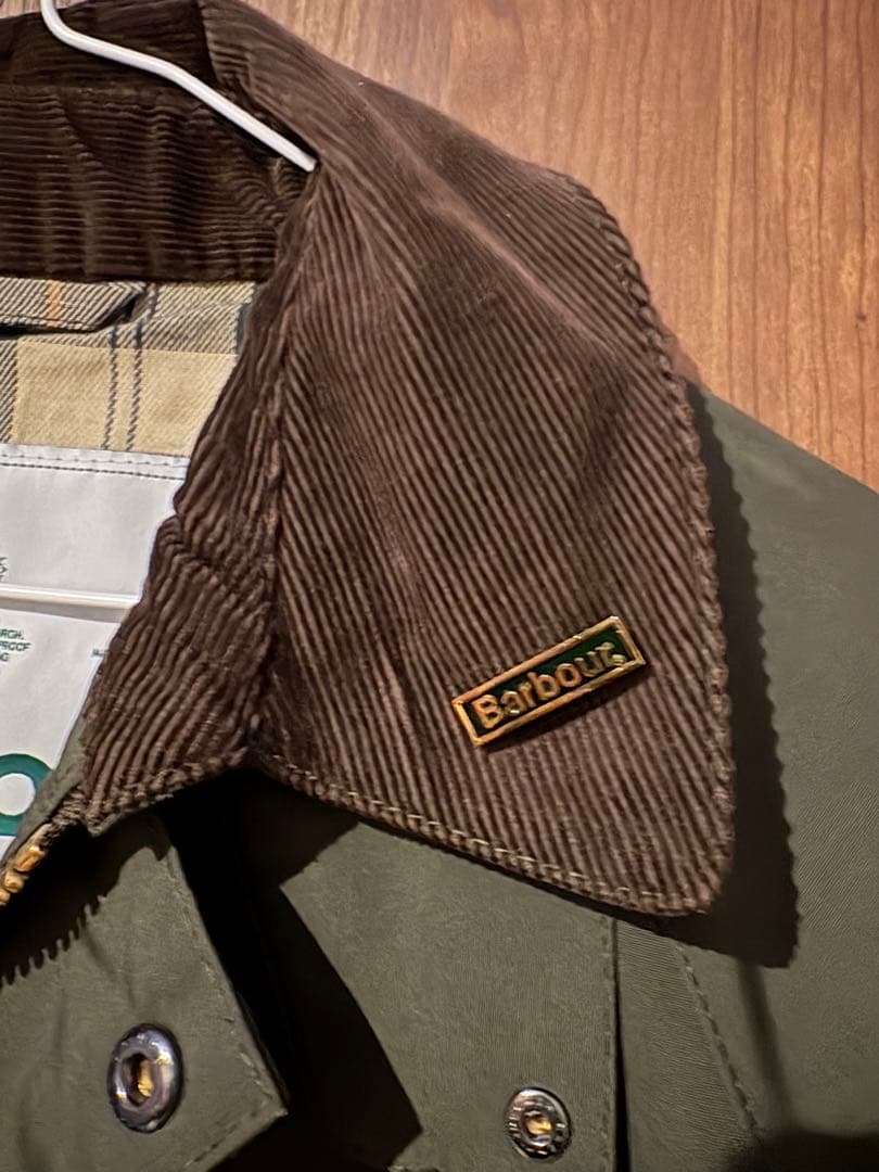 Barbour ステンカラーコート 36サイズ バッジ付　オリーブ