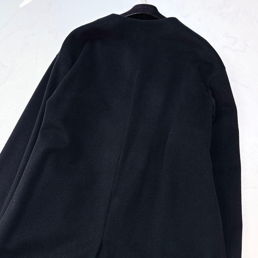 【UNTITLED】定価5.3万　プレミアム　カシミヤ　ノーカラーコート　黒　4