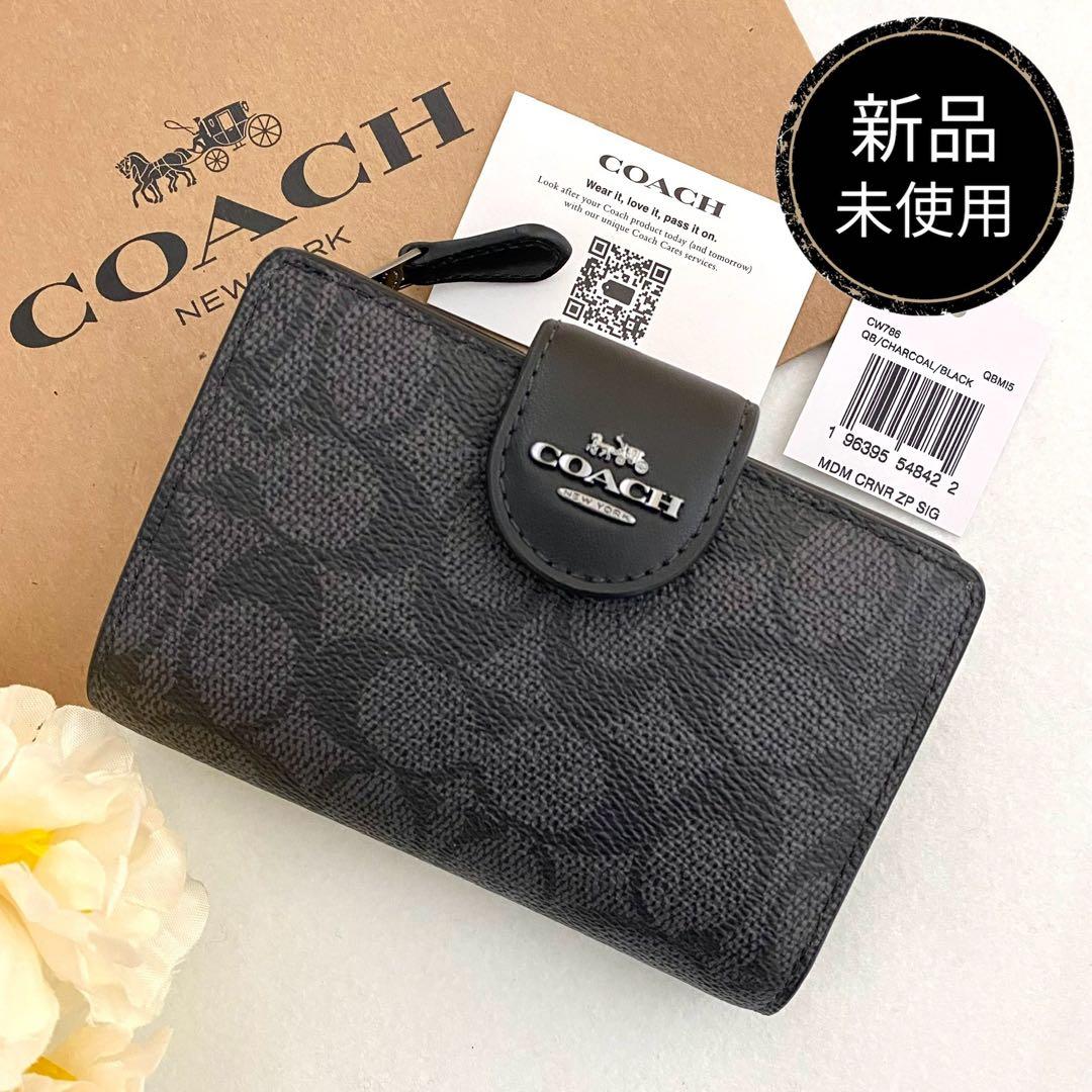 新品　正規品☆COACH(コーチ) 折り財布　メンズ　ブラック 二つ折り財布