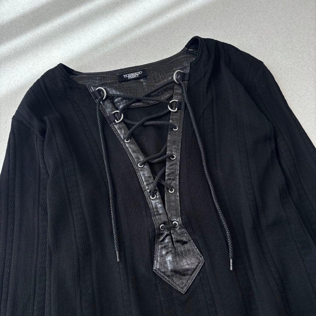 トップス tornado mart lace up tops black 00s Y2K