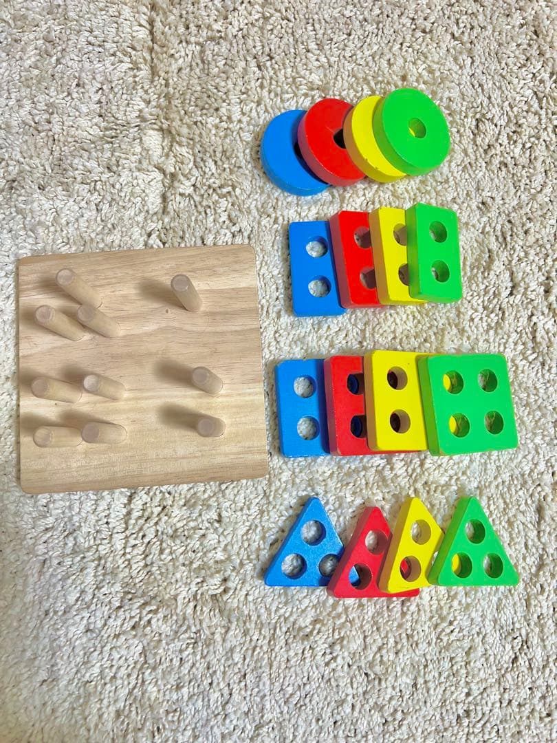 木の知育おもちゃセット　木製７点セット‼️モンテッソーリ