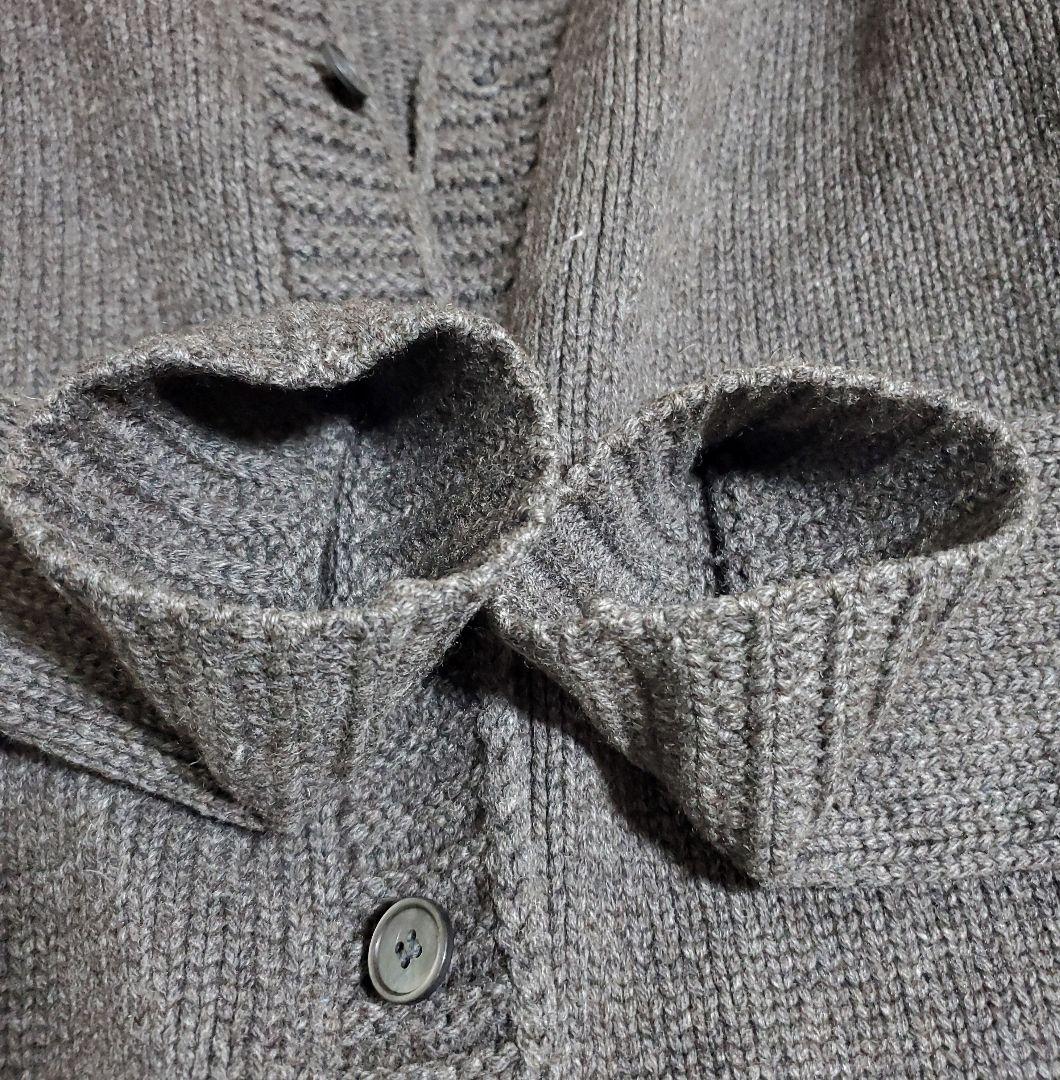 ザノーネ　襟付きカーディガン　ウール　ヤク　チャコールブラウン　48