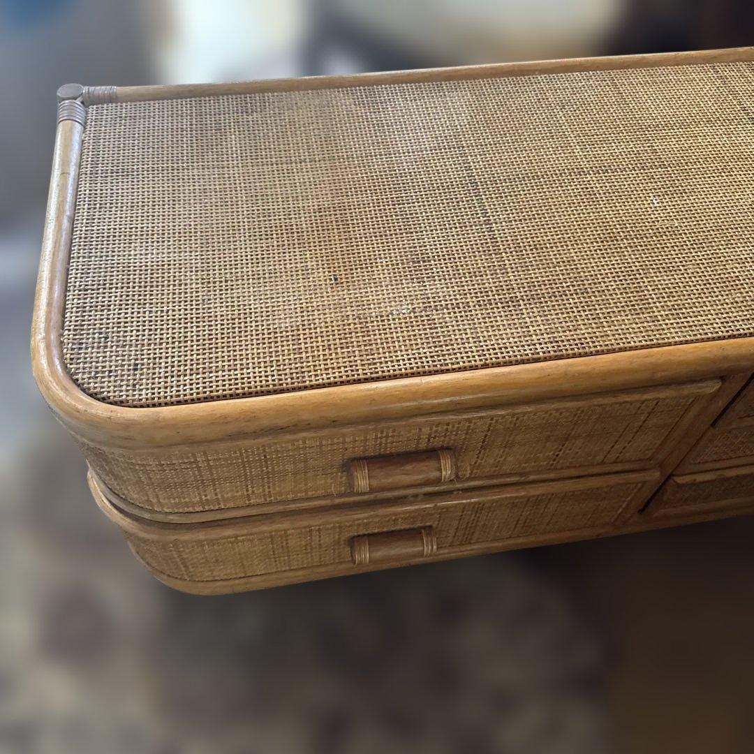 【E011】ヴィンテージ　ラタン製　ローチェスト　レトロ　キャビネット　収納