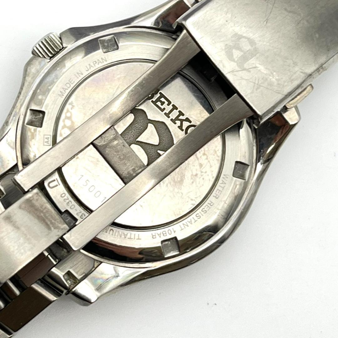 セイコー 腕時計 パーペチュアル 新品電池交換済 チタン ラウンド ブラック文字