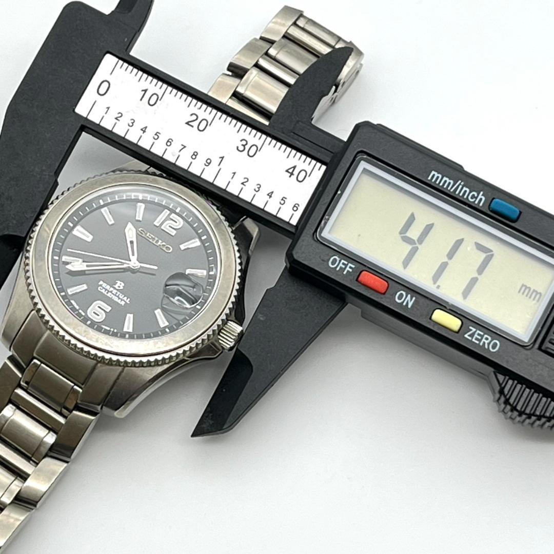 セイコー 腕時計 パーペチュアル 新品電池交換済 チタン ラウンド ブラック文字
