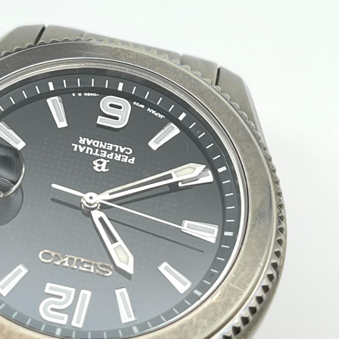 セイコー 腕時計 パーペチュアル 新品電池交換済 チタン ラウンド ブラック文字