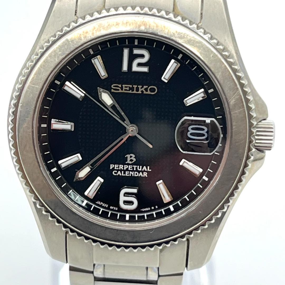 セイコー 腕時計 パーペチュアル 新品電池交換済 チタン ラウンド ブラック文字
