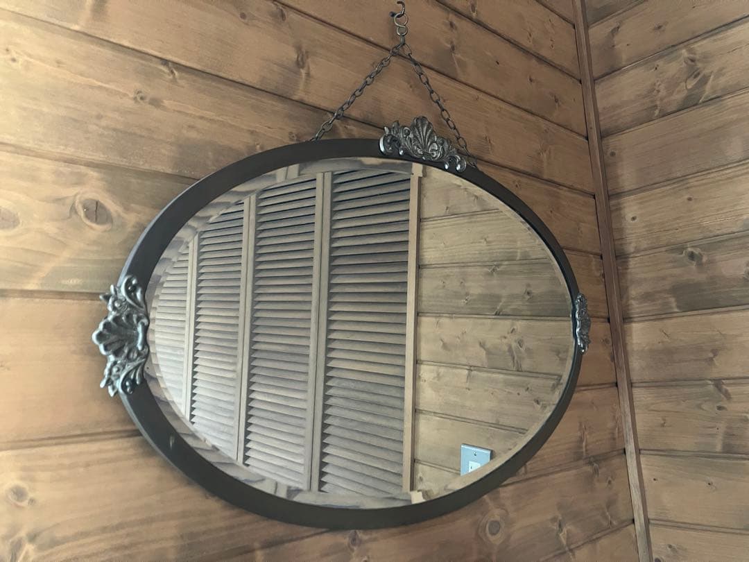 アンティーク　イギリス　ミラー　壁掛け　オーバル　1890年代