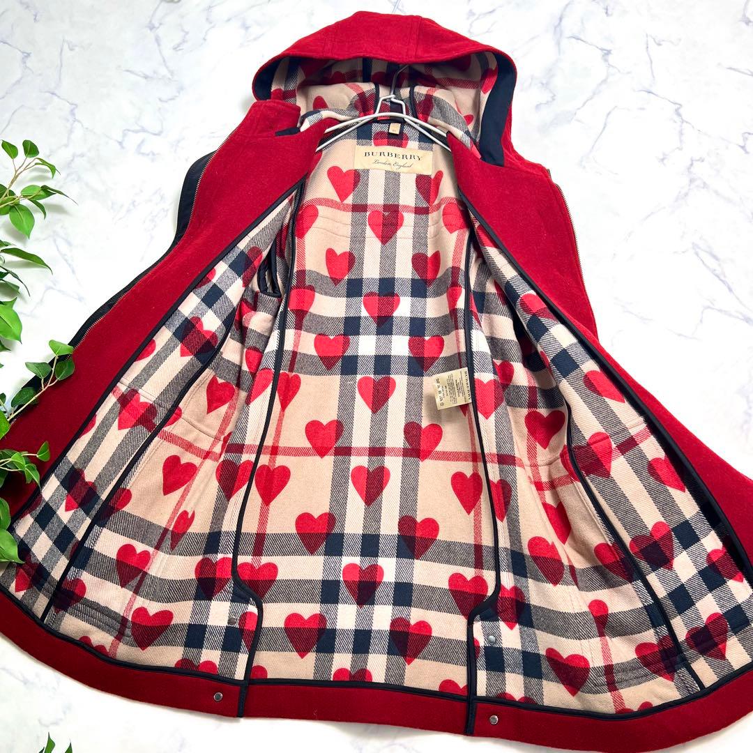 美品 限定完売品 バーバリーロンドン ハート柄ダッフルコート ロング