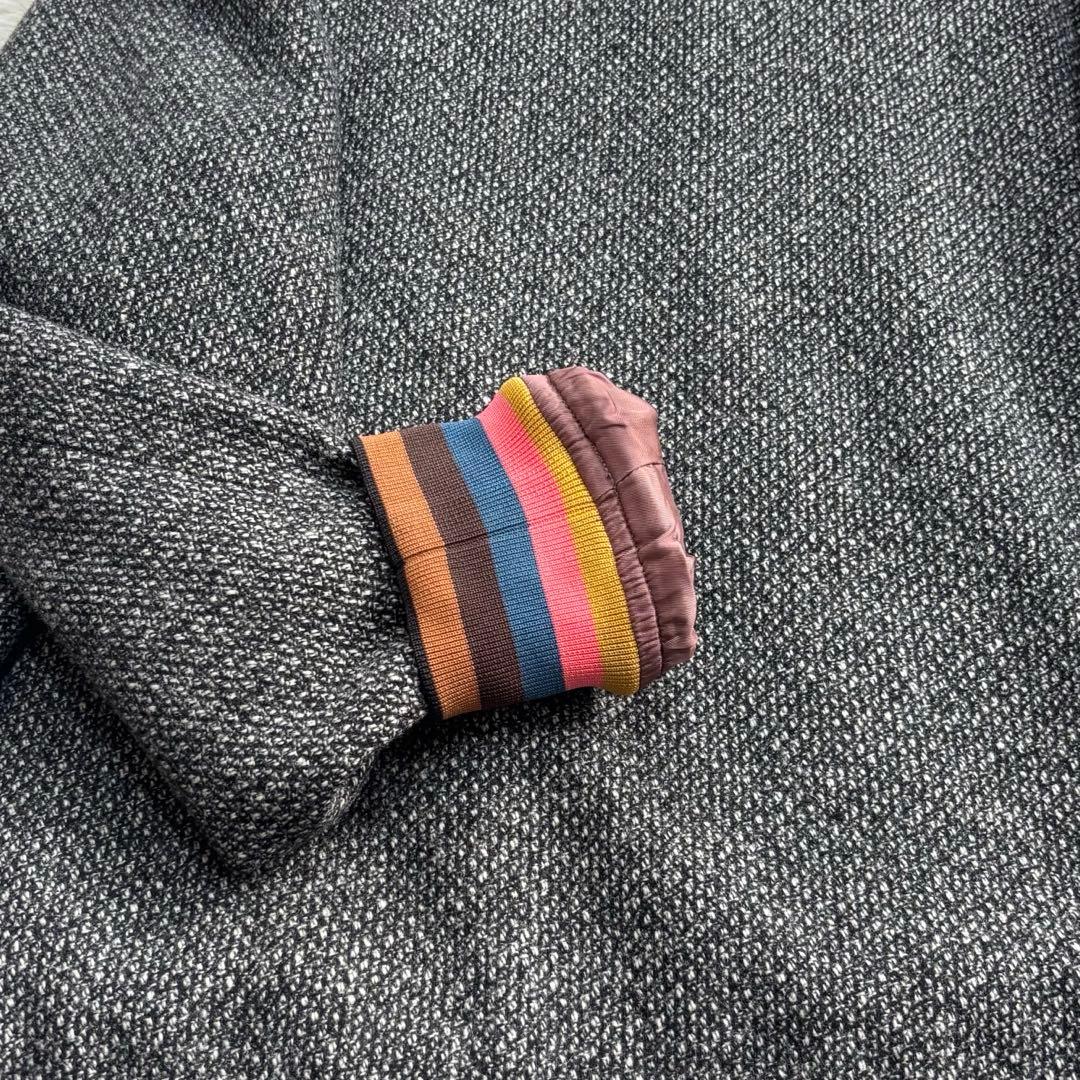 Paul Smithウールツイード ボンバージャケットマルチストライプ バード柄