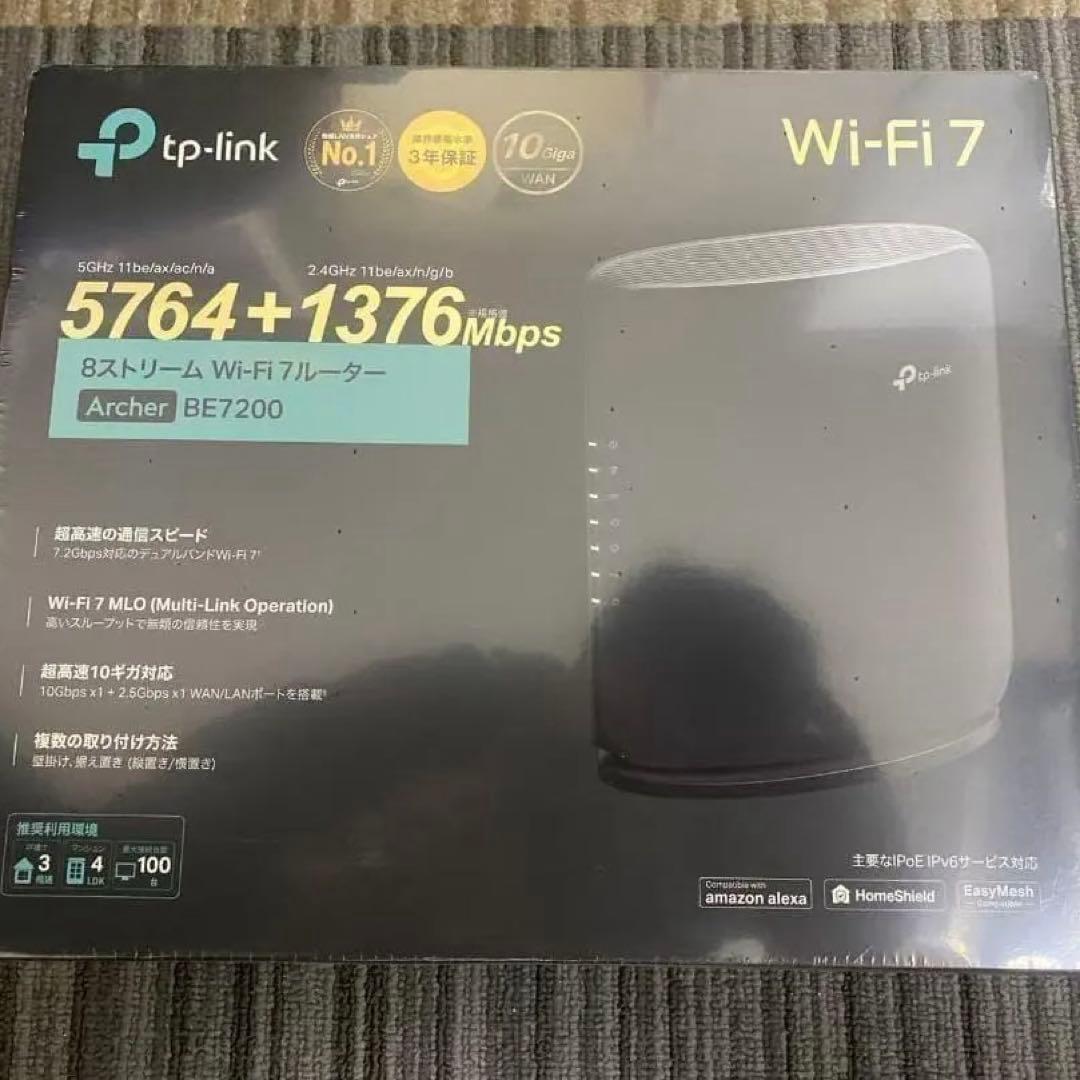 新品TP-Link WiFi7 無線ルーター 高速 10G LAN BE7200