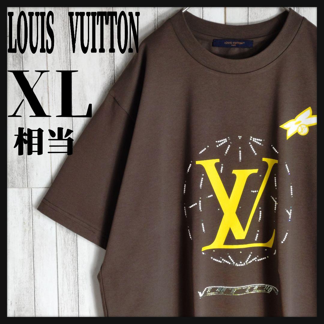 【最高級の逸品】ルイヴィトン☆センターロゴラインストーンTシャツXLサイズ相当