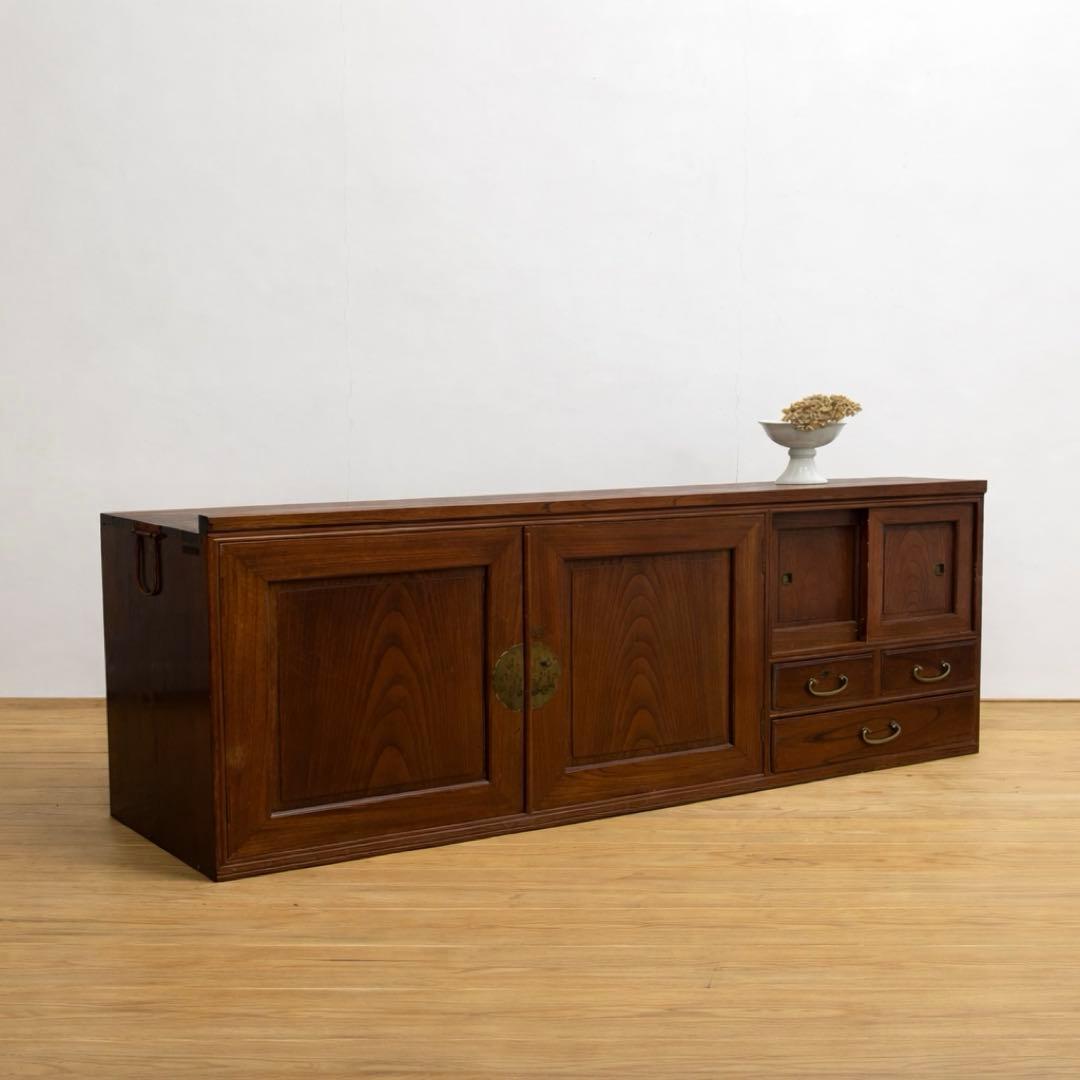 ローボード　棚　木製　M084　古道具　古家具　和家具　ビンテージ　アンティーク