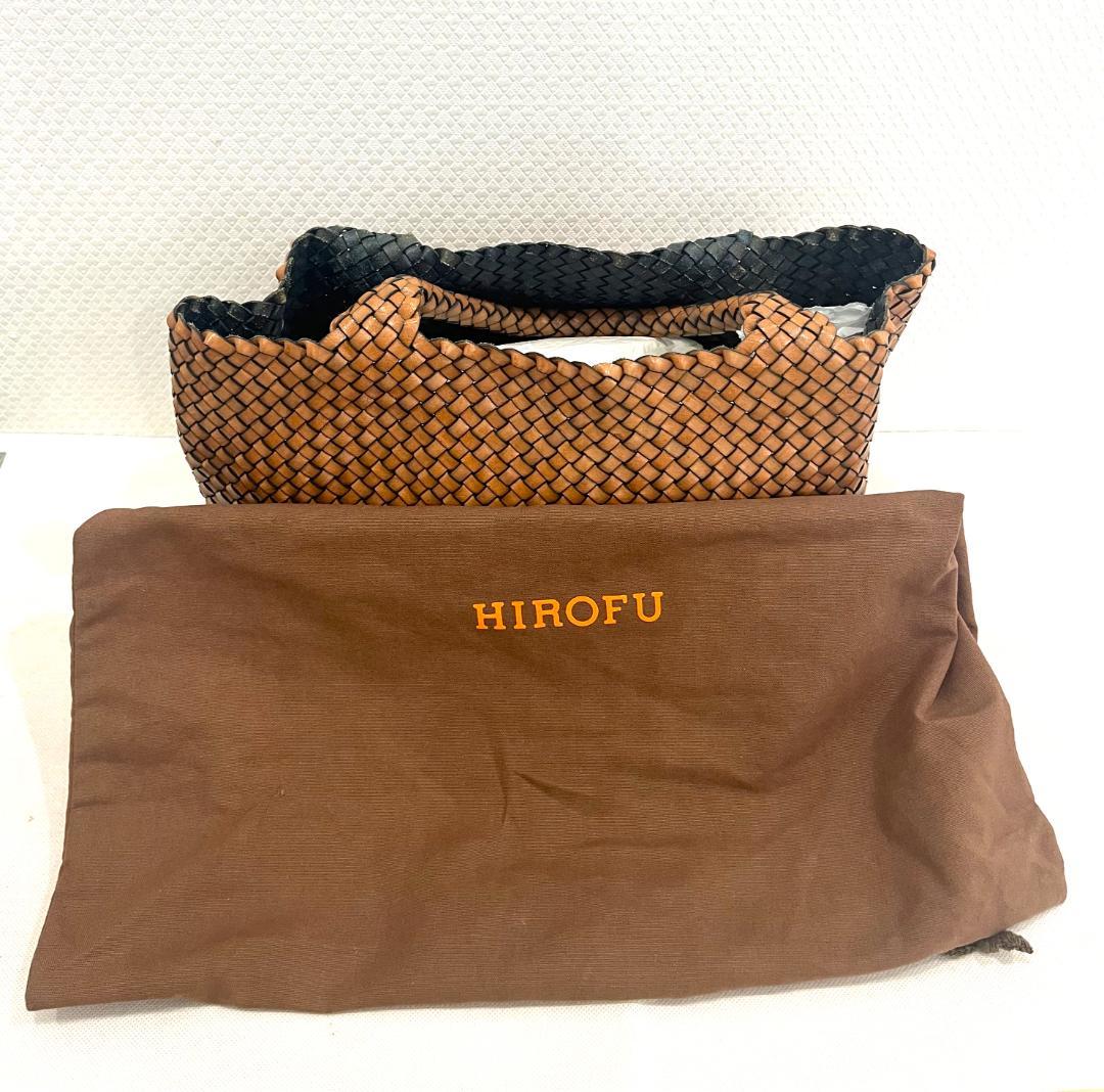 HIROFU ヒロフ イントレチャート レザートートバッグ ブラウン 本革 袋付