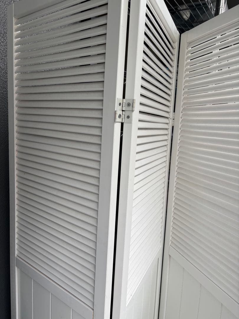 木製 4連　パーテーション 折畳　折り畳み式　高さ160cm 白　ホワイト　姫