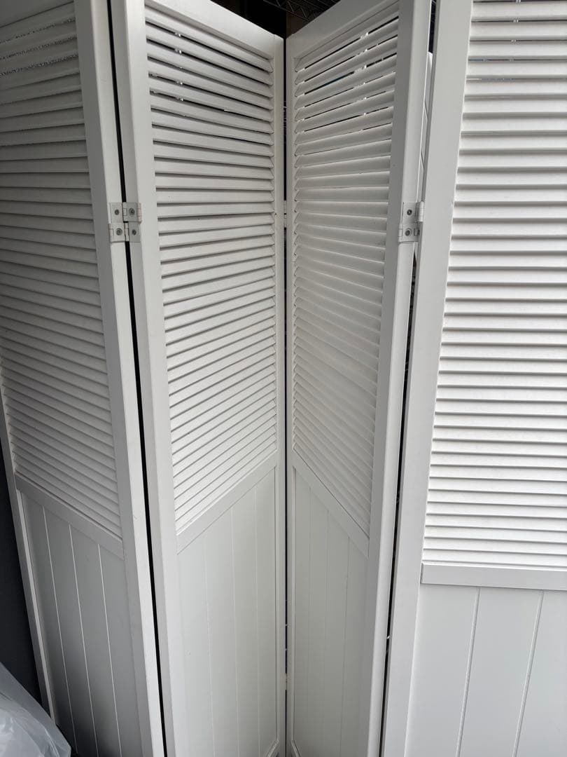 木製 4連　パーテーション 折畳　折り畳み式　高さ160cm 白　ホワイト　姫