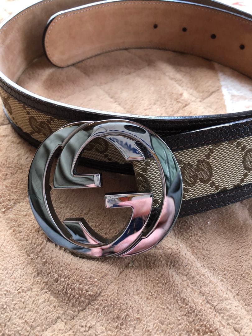 GUCCI ダブルGバックル ベルト ブラウン/ベージュ