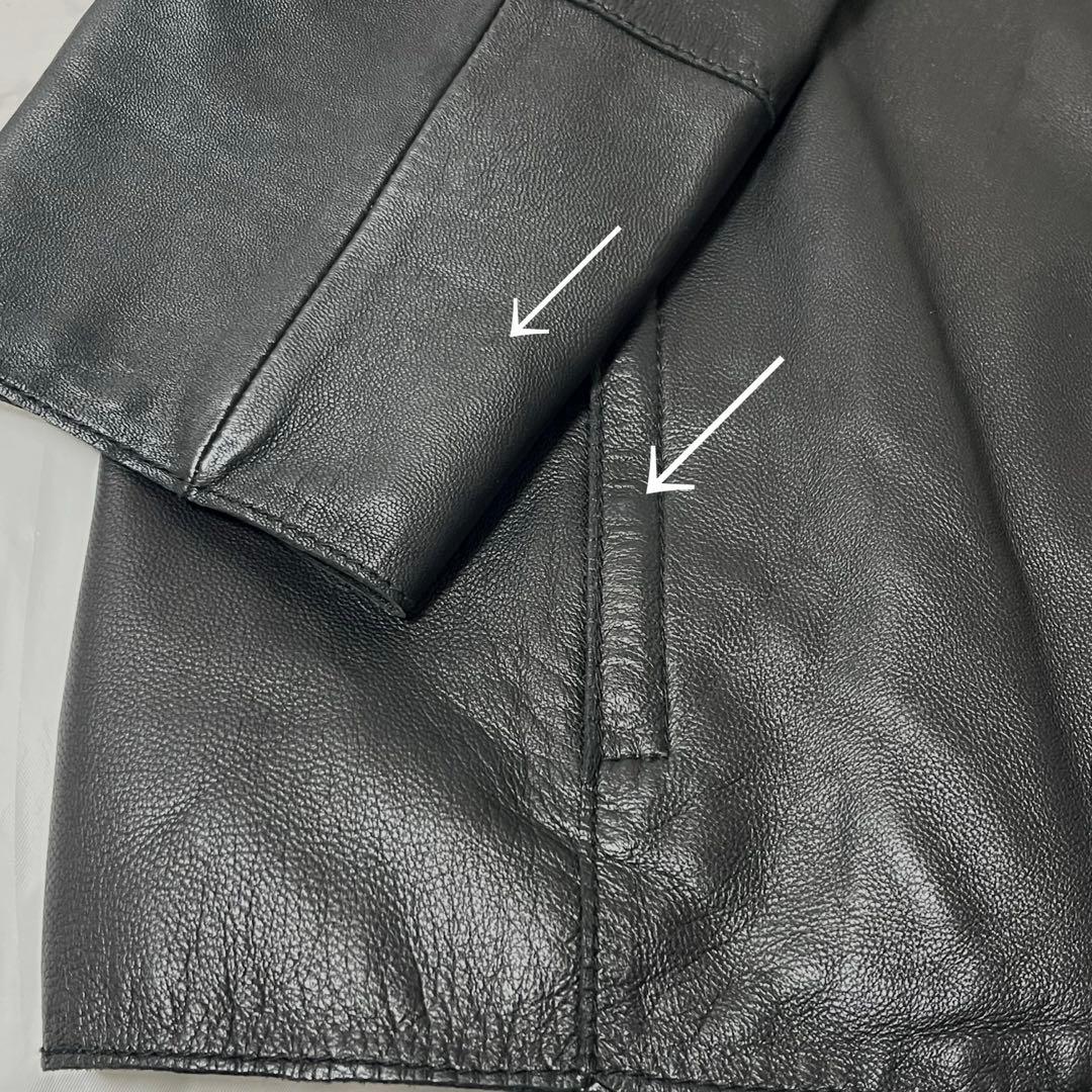 23区　ニジュウサンク　ノーカラーレザージャケット　羊革　ブラック　44サイズ