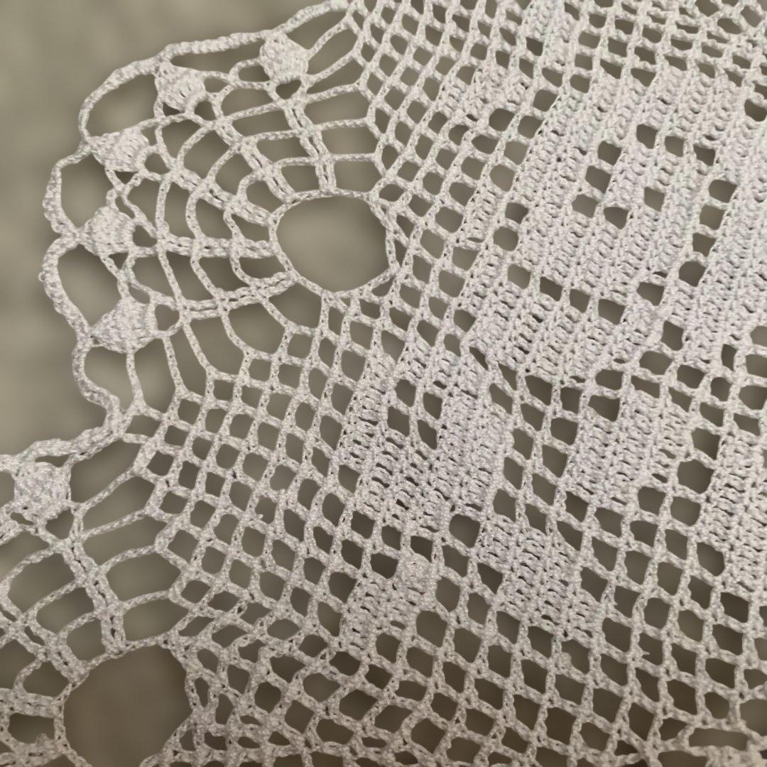 こレース編み円形テーブルクロス ホワイト