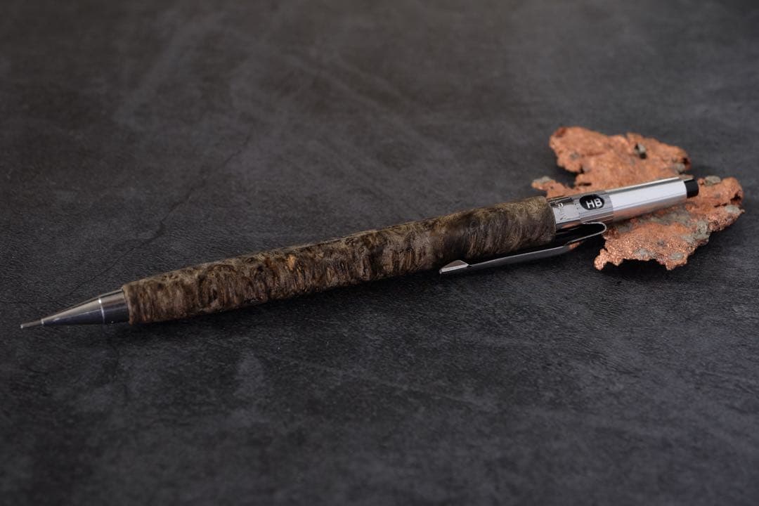 PG5木軸カスタム0217　高村杢工房 製図用シャープペンシル　花梨瘤　至高の黒